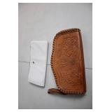 Set of 2 Vintage Floral Leather and White Textured Clutches