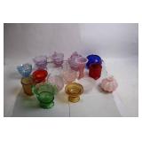 Collection of Colorful Vintage Glass Bowls and Cups