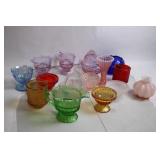 Collection of Colorful Vintage Glass Bowls and Cups