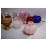 Collection of Colorful Vintage Glass Bowls and Cups