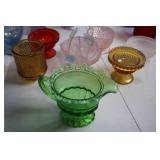 Collection of Colorful Vintage Glass Bowls and Cups