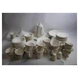 White Porcelain Dinnerware Set - 72 Pieces Including Cups, Saucers, and Serving Pieces