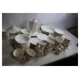 White Porcelain Dinnerware Set - 72 Pieces Including Cups, Saucers, and Serving Pieces