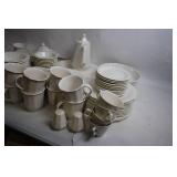 White Porcelain Dinnerware Set - 72 Pieces Including Cups, Saucers, and Serving Pieces