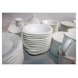 White Porcelain Dinnerware Set - 72 Pieces Including Cups, Saucers, and Serving Pieces