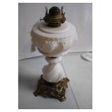 Vintage Brass and Milk Glass Oil Lamp