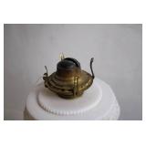 Vintage Brass and Milk Glass Oil Lamp