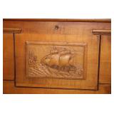 Vintage Cedar Hope Chest with Cushioned Top and Maritime Detailing