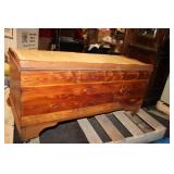 Vintage Cedar Hope Chest with Cushioned Top and Maritime Detailing
