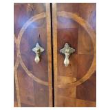 Stunning Oyster Veneer Two Piece Bar Cabinet