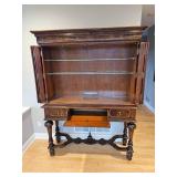 Stunning Oyster Veneer Two Piece Bar Cabinet