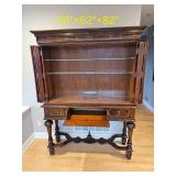 Stunning Oyster Veneer Two Piece Bar Cabinet