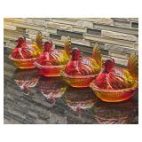 Amberina Nesting Hen set of Four