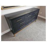 West Elm Alexa Burnished 7-Drawer Dresser Features Black Stain finish and Brass Floating Base & Drawer Pulls