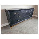 West Elm Alexa Burnished 7-Drawer Dresser Features Black Stain finish and Brass Floating Base & Drawer Pulls