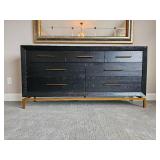 West Elm Alexa Burnished 7-Drawer Dresser Features Black Stain finish and Brass Floating Base & Drawer Pulls