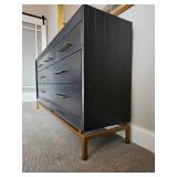 West Elm Alexa Burnished 7-Drawer Dresser Features Black Stain finish and Brass Floating Base & Drawer Pulls