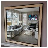 Custom Cell Divided Wall Mirror with Modern Contemporary Styling Featuring a cream tone Frame with oak Beading