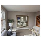 Custom Cell Divided Wall Mirror with Modern Contemporary Styling Featuring a cream tone Frame with oak Beading