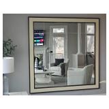 Custom Cell Divided Wall Mirror with Modern Contemporary Styling Featuring a cream tone Frame with oak Beading