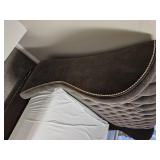 Black Velvet King Platform Bedframe Featuring Wingback with tufted details & Silver Tac