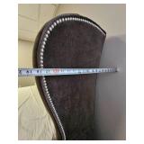 Black Velvet King Platform Bedframe Featuring Wingback with tufted details & Silver Tac