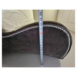 Black Velvet King Platform Bedframe Featuring Wingback with tufted details & Silver Tac