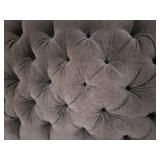 Black Velvet King Platform Bedframe Featuring Wingback with tufted details & Silver Tac