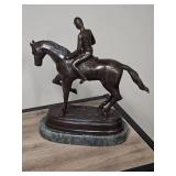 Cast Bronze Horse Jockey Décor Sculpture