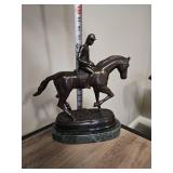 Cast Bronze Horse Jockey Décor Sculpture