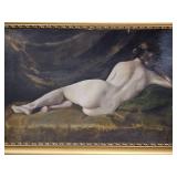 Antique Nude Back Profile of a Women Oil Painting Signed by Artist (East European origin) Note: Waffling of Board