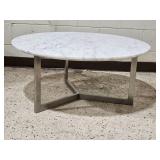 Chic Modern Marble Top Cocktail Table with Brushed Aluminum Base