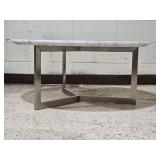 Chic Modern Marble Top Cocktail Table with Brushed Aluminum Base