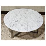 Chic Modern Marble Top Cocktail Table with Brushed Aluminum Base