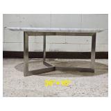 Chic Modern Marble Top Cocktail Table with Brushed Aluminum Base