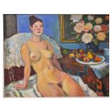 Gábor Miklóssy Original Oil on Canvas ~ Nude Woman Profile 