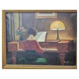 Aage Jessen Danish Artist 1876-1961~ Woman at the Piano