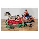 Vintage Iron Horse Drawn Cart Toys ~ Lot of 2