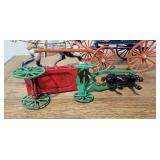 Vintage Iron Horse Drawn Cart Toys ~ Lot of 2