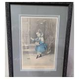 Framed Currier and Ives Etching ~ Little Snowbird