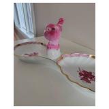 Herend Apponyi Bird Double Shell Centerpiece Dish 7530/AP with Bird