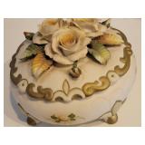 Capodimonte Bisque Floral Vanity Jar by Carlo Sanastano