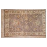 Muted Wool Area Rug ~ Taupe * Beige * Tangerine, 45 x 30