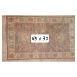 Muted Wool Area Rug ~ Taupe * Beige * Tangerine, 45 x 30