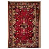 Persian Wool Area Rug ~ Berry Red * Cream, 57 x 39