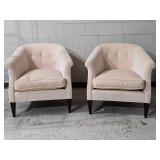 Hickory Furniture - Vintage Rolled Armchair Pair - Pale Peony