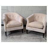 Hickory Furniture - Vintage Rolled Armchair Pair - Pale Peony