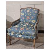Ethan Allen - French Bergere Armchair Pair - Floral Blue
