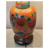 Stunning Chinese Handpainted Ginger Jar Table Lamp
