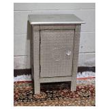 Embossed Metal Lotus Accent Cabinet - Silver